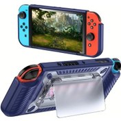 Resim Sunshine022 Nintendo Switch Oled Taşıma Çantası Mavi Şok Emniyetli Dayanıklı Oyun Saklama Standlı 
