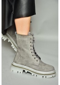 Resim R524802202 Gri Süet Bağcıklı Kadın Postal Bot Gri 