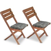 Resim Katlanır Sandalye Ahşap Bahçe Sandalyesi 2 Adet 2204 