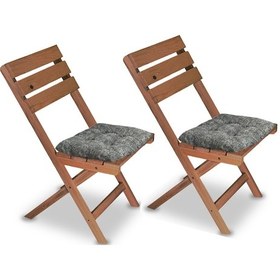 Resim Katlanır Sandalye Ahşap Bahçe Sandalyesi 2 Adet 2204 