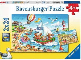 Resim Ravensburger 2x24 Parça Puzzle Seaside Holiday 078295 