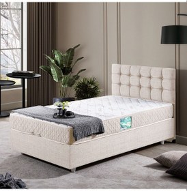 Resim Venedik Tek Kişilik Baza Başlık Comfort Ortopedik Yatak Seti - Krem 90 x 200 
