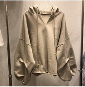 Resim İlkbahar Ve Sonbahar Kadın Büyük Beden Kapşonlu Sweatshirt Bol Uzun Kollu Üst Haki 