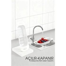Resim Marsilyan Ayarlanabilir Sürgülü Lavabo Süzgeci - Mutfak Için Pratik ve Şık Tasarım Beyaz 