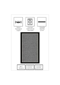 Resim West Home Dijital Baskı Yıkanabilir Kaymaz Taban Salon Halısı Mutfak Halısı Yolluk Wh 478 Grey 