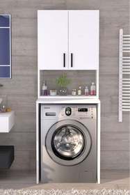 Resim Moonlife Üst Dolaplı Çok Amaçlı Çamaşır Makinesi Dolabı Beyaz 