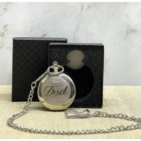 Resim Marsilyan- Özel Kutulu Dad (Baba) Tasarımlı Gümüş Köstekli Saat 