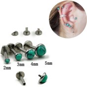 Resim Bylin Cerrahi Çelik Doğal Turkuaz Taşlı Piercing - Taş Çapı 2 Mm-1 Adet 