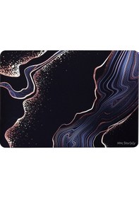 Resim Apple Uyumlu MacBook Air Kılıf 13.6 İnç M2-m3 Marble15nl Touchıd'li Air 13.6" A2681 A3113 İle Siyah 