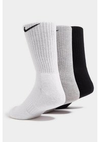 Resim Nike Dri Fit 3 Pack Cotton Crew Socks 3 Lü Pamuklu Spor Çorap Beyaz Gri Siyah Çok Renkli 