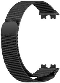 Resim Gpack Huawei Band 8 ile Uyumlu Hasır Metal Örgülü Ayarlanabilir Kordon, Siyah 
