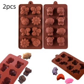 Resim 2 adet silikon kalıp seti, hayvan ve böcek şekilli çikolata kalıbı, şeker jeli kalıbı, sabun kalıbı, yaratıcı şilk pasta pişirme kalıbı, gıda sınıfı, yüksek ısıya dayanıklı 
