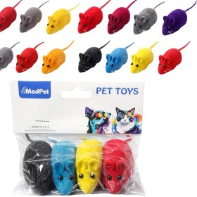 Resim Kedi Oyuncağı Sesli Fare - Basınca Ses Çıkaran Plastik & Kumaş Oyuncak - Kediler Için Avcılık ve Zeka Oyunu - Karışık Renk - 4’lü Set (1 Paket) 