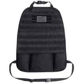 Resim Siyah 1000d Nilon Molle Araba Arka Koltuk Organizörü - Çoklu Cep İpad Depolama Çantası, Taşınabilir Seyahat Çadır Av Gereçleri Saklama Torbası 