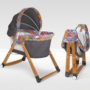 Resim Kiwi Sleeper Anne Yanı Reflü Ayarlı, Tekerli, Katlanır Ahşap Beşik - Antik Bohem Desenli 