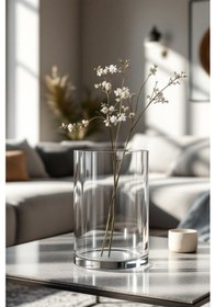 Resim 15 Cm X 20 Cm El İşçiliği Silindir Cam Vazo Akvaryum Dekor Dekoratif Obje Mumluk Bohem Çok Renkli 