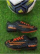 Resim RUNSTEP Çocuk Genç Yetişkin Erkek Siyah Turuncu Bağcıklı Halı Saha Futbol Ayakkabısı 