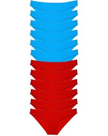 Resim 12 Adet Süper Eko Set Likralı Kadın Slip Külot Kırmızı Mavi Altın - Lacivert 