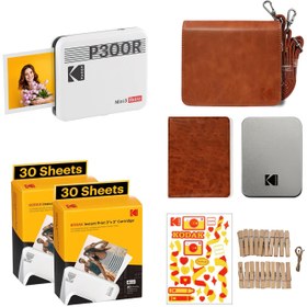 Resim Kodak Mini 3 Retro - Taşınabilir Fotoğraf Yazıcısı( Kare 8x8cm Baskı - Beyaz ) BUNDLE 