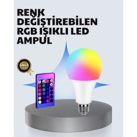 Resim 2025 rgb led ampul uzaktan kumandalı 16 renkli lamba 