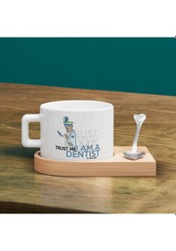Resim Bk Gift Kişiye Özel İsimli Diş Hekimi Tasarımlı-2, Ahşap Altlıklı Seramik Fincan, Meslek Hediyesi, Yeni İş Hediyesi Kobitmeyen137925 Bk Gift 