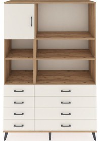 Resim Hyperion Dolap 7 Raflı 8 Çekmeceli Tek Kapaklı 132x44x195 Çam-aytaşı/aytaşı Aytası/aytası 