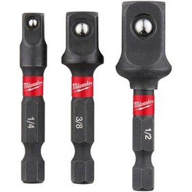 Resim Milwaukee Hex Lokma Adaptor Seti 3 Prç 1/4-3/8-1/2 