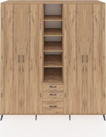 Resim Kronos Dolap 17 Raflı 3 Çekmeceli 4 Kapaklı 220x59x243 Çam-çam/çam Atlas Çam/atlas Çam 