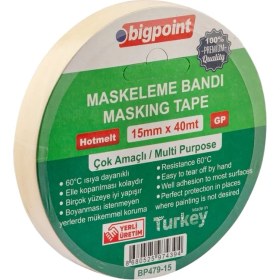 Resim Bigpoint | Maskeleme Bandı, 15 mm x 40 M, Hotmelt Tutkallı Özel Yapışma 
