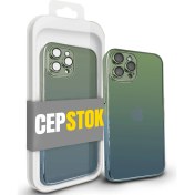 Resim CepStok Apple iPhone 12 Pro Kılıf Şeffaf Kamera Lens Koruyuculu Ultra Ince Sert Parlak Renk Geçişli Kapak 