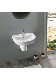 Resim Turkuaz Seramik Bella Banyo Lavabo 35 x 45 CM (Bella Yarım Ayaklı) 