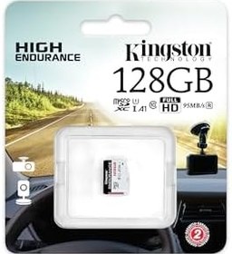 Resim Kingston High-Endurance 128GB microSD Hafıza Kartı, Güvenlik ve Araç Kameraları İçin 95MB/s-45MB/s Okuma ve Yazma UHS-1 SDCE/128GB, Siyah/Beyaz 