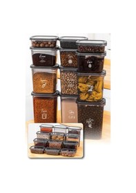 Resim Vienev Beyaz Serigrafi Etiketli 24'lü Peggy Dikdörtgen Saklama Kabı Seti 6x 1500-1150-800-400 Ml Antrasit Çok Renkli 