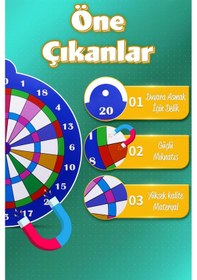 Resim Mıknatıslı Dart Seti Mini Boy Dart Oyunu Duvara Zarar Vermeyen İğnesiz Dart Atma 3 Oklu Çap: 28 Cm 