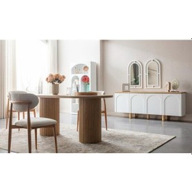 Resim Horizon İskandinav Oval Natural Ahşap Bohem Masa 80x190 Natural Ayak - Natural Üst 