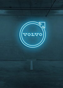 Resim Rent A Carlara Özel Volvo Logo Neon Tabela Turkuaz 