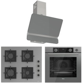 Resim Ferre Fryart&steamart Sc Serisi Kaymaz Döküm Izgara Gri 3'lü Ankastre Set ( Xe64cpr-sc208-d082 ) 