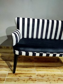 Resim Azra Mobilya Ikili Koltuk - Kanepe - Nubuk Kumaş - Ahşap Ayak - Modern Tasarım - Zebra Siyah-beyaz 