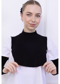 Resim Loggia Balıkçı Yaka Boyunluk Siyah - Dik Yakalı Kadın Tesettür Penye Yarım Body Viskon Hijab Siyah 