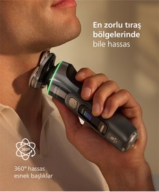 Resim Philips i9000 Ultra SkinIQ Islak&Kuru Tıraş Makinesi Açık Gri Renkli 360° Başlıklarla Kablosuz Kullanım 