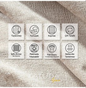 Resim Jakarlı Şönil Koltuk Örtüsü Kanepe Örtüsü Koltuk Şalı 175x215 Kaymaz Krem krem 