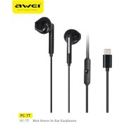 Resim Awei Pc-7/pc-7t Telli Kontrollü Kulaklık 3.5mm/tipe-c Mikrofonlu Kulak Içi Pc-7t Black 