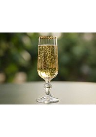 Resim Çnr Home Collection Bohemia Kristal Optik Kadeh Seti 6 'lı Gerçek Altin Yaldiz Ağizli Şik Cam Kadeh Gold 