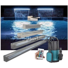 Resim 150 CM 304 Kalite Rgb Ledli Paslanmaz Duvar Şelalesi+Pompa Dahil 