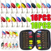 Resim 16/10 adet Metal Kaşık Spinner Balıkçılık Yem Seti Spoonbait Crankbaits Balıkçılık Wobblers için Turna Tüyü Kit Yapay Yem Araçları 