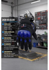 Resim Single Sword Tam Parmak Motosiklet Eldiveni Mavi L 