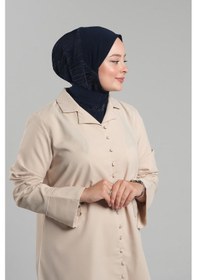 Resim Hürrem Bone Lacivert Pratik Hazır Geçmeli Tesettür Eşarp Sandy Arkadan Çıtçıtlı Piliseli Hijab 2406 02 Lacivert 