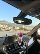 Resim OTOMOGARAJ Otomobil dikiz süsü fuşya lacivert renk geçişli tüy dikiz süsü kuyruk dikiz süsü 