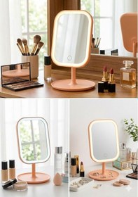 Resim Dokunmatik Led Işıklı Usb Şarjlı Makyaj Aynası Kare Pembe Gün Işığı Ve Beyaz Işık Özelliği-sm8036 Pembe 