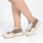 Resim Celal Gültekin Kadın Vizon Bağcıklı Kalın Tabanlı Süet Deri Sneaker 